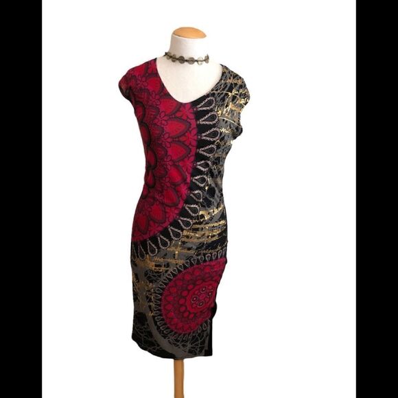 Comfortable “band-aid” dress. Also considered a pencil dress. Cool colors. - Picture 1 of 5